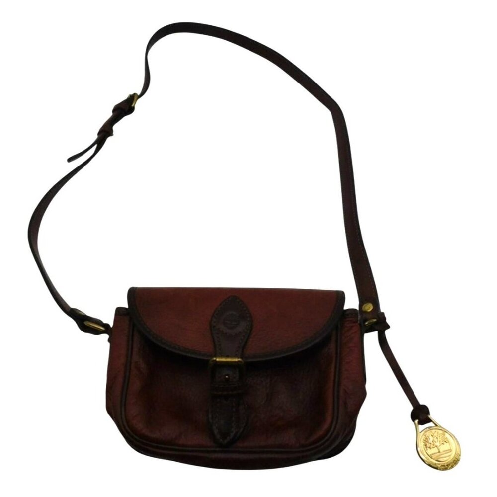 Timberland Brown Leather Purse Vintage Y2K Metal Tree Charm Shoulder Bag READ